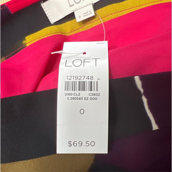 Ann Taylor Loft Pathwork Western Multicolor Geometric Women Flowy Skirt Size 0 - Picture 5 of 6